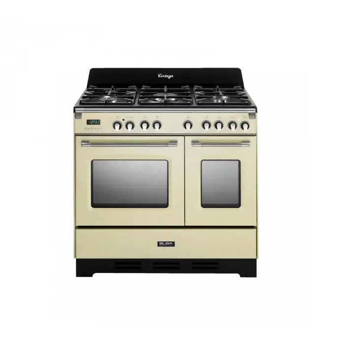 فرن 5 عيون البا 90 سم غاز وكهرباء ايطالى – كريمى 9T VBC 634 فرن 5 عيون