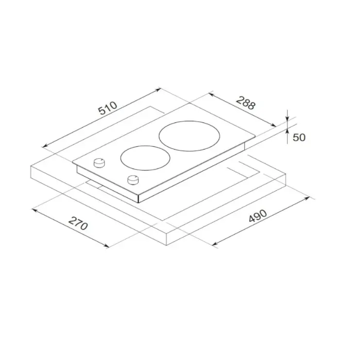 سطح بلت ان غاز جي ال جنرال 30 سم - شعلتين - ستيل BL151 سطح بلت ان غاز