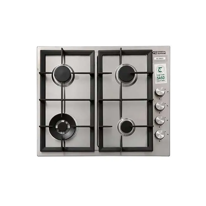 built in بوتاجاز جنرال سوبريم 60 سم – 4 شعلات غاز – ستيل GSSB021 built in بوتاجاز